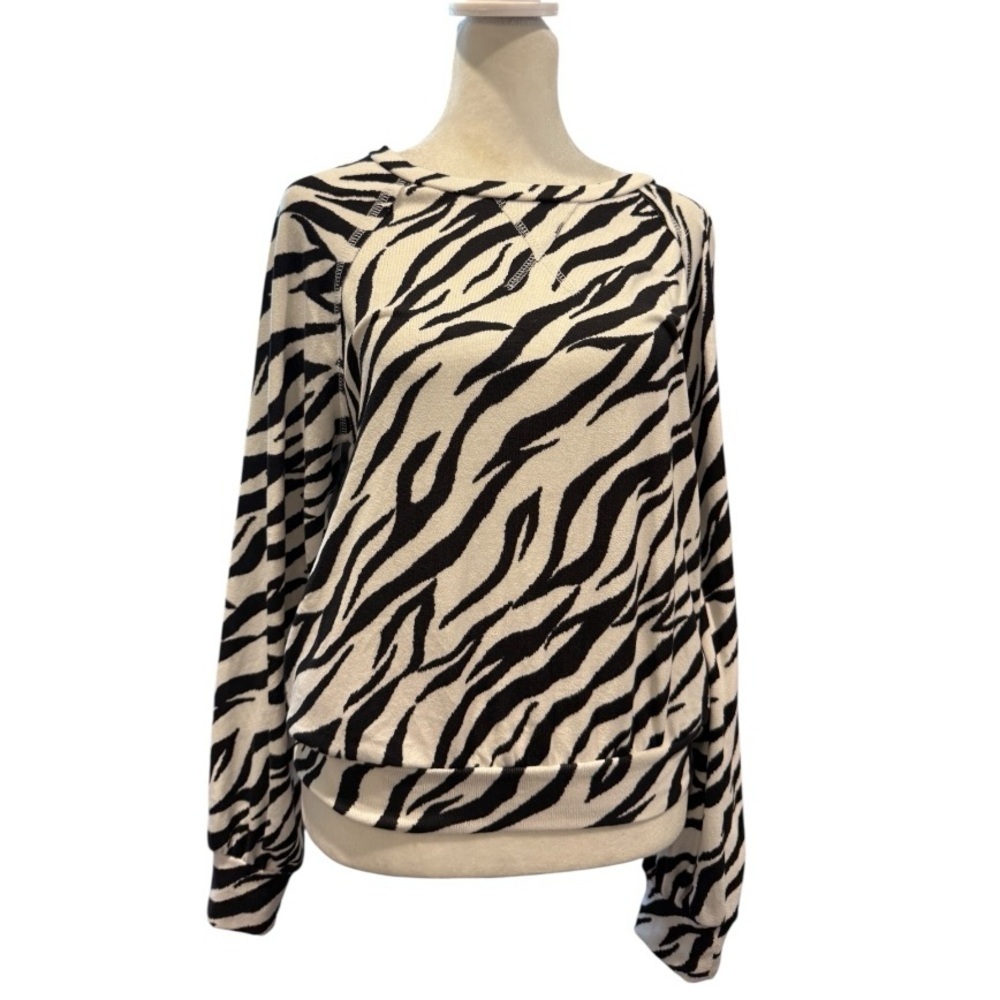 Altar'd State Zebra Animal Print Super Soft Cozy Pullover Sweatshirt Small